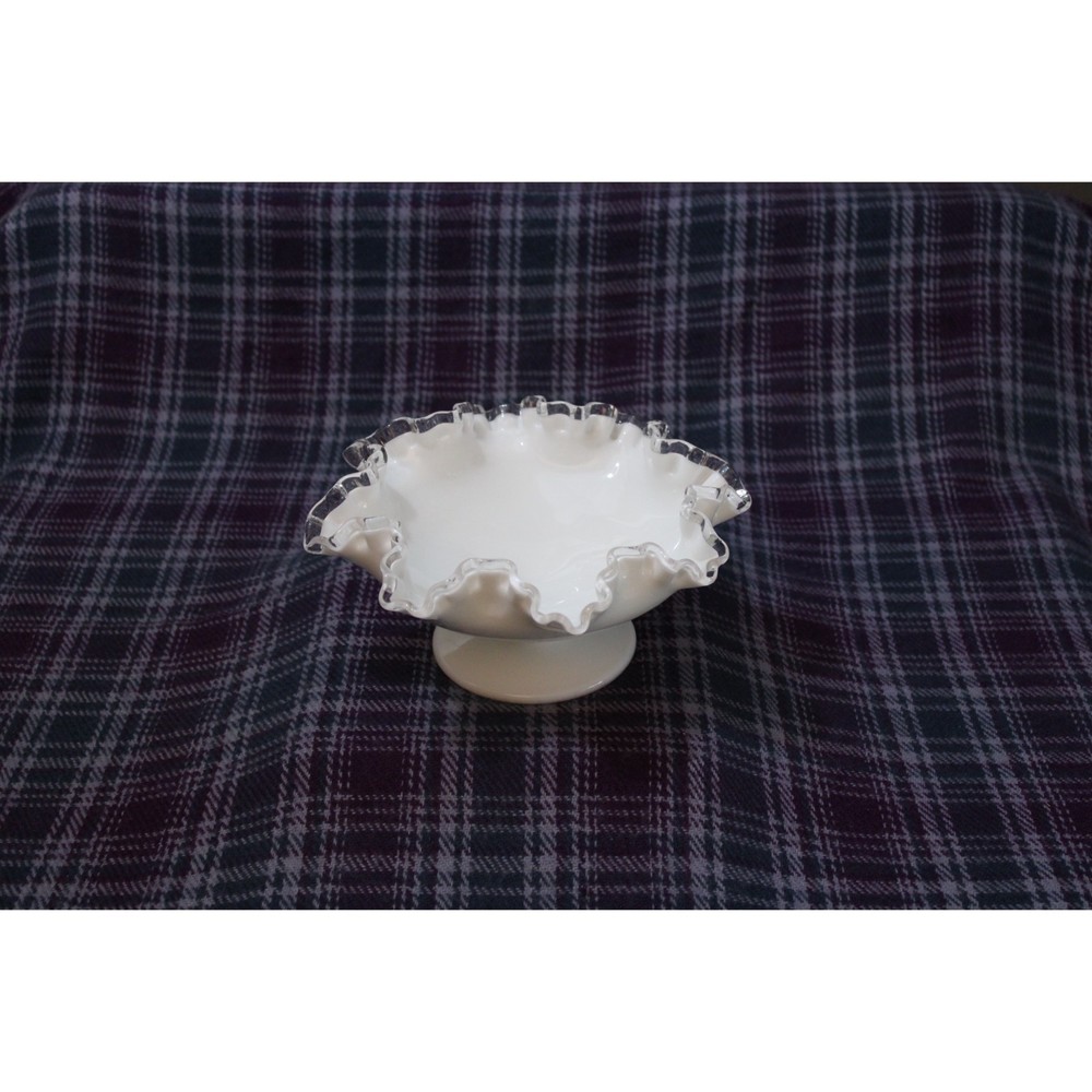 Fenton Silver Crest Milk Glass Footed Bowl - Picture 6 of 8
